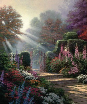 portrait of a young woman Painting - Garden of Grace Thomas Kinkade
